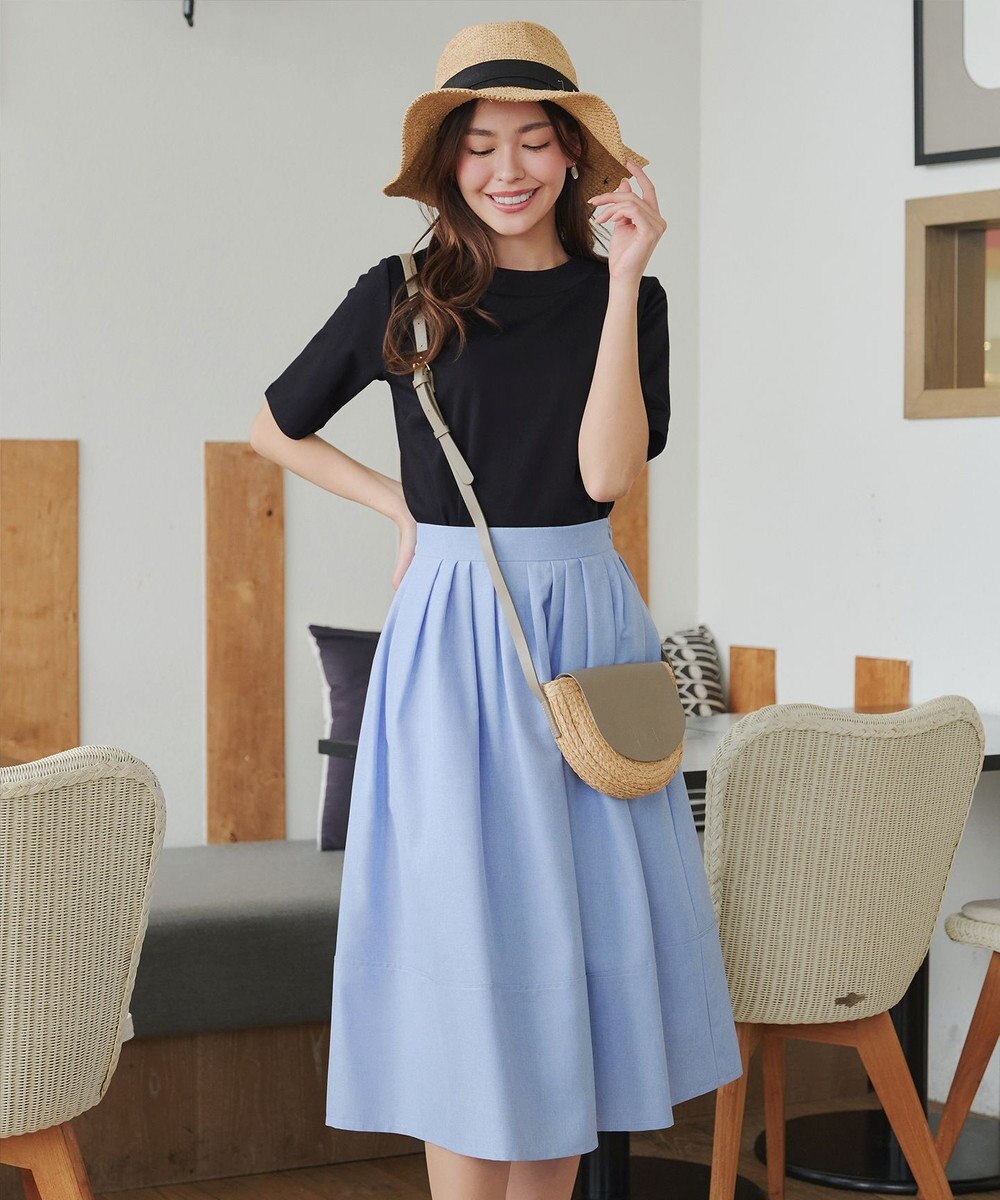 Tiaclasse L 【小倉優子さん着用・洗える・接触冷感・汗ジミ防止】“サマさまカットソー”ハーフスリーブベーシックトップス 