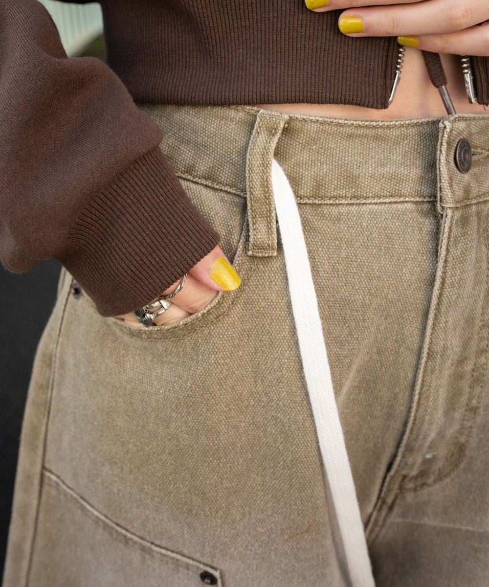 WEGO ウエストドロストダブルニーバギーハーフパンツ 