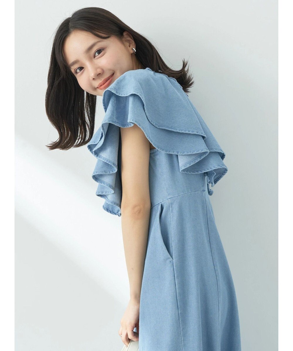 earth music&ecology ラッフル前開きデニムワンピース 