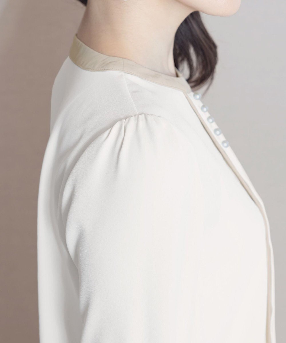 Tiaclasse L 【洗える】ピンタック配色ブラウス 