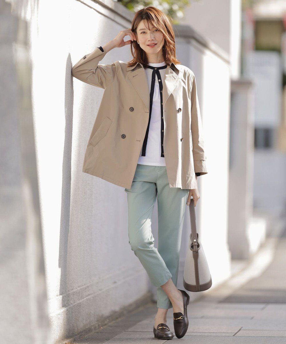 J.PRESS LADIES 【セットアップ対応・洗える】セルロースリネンストレッチ テーパード パンツ 