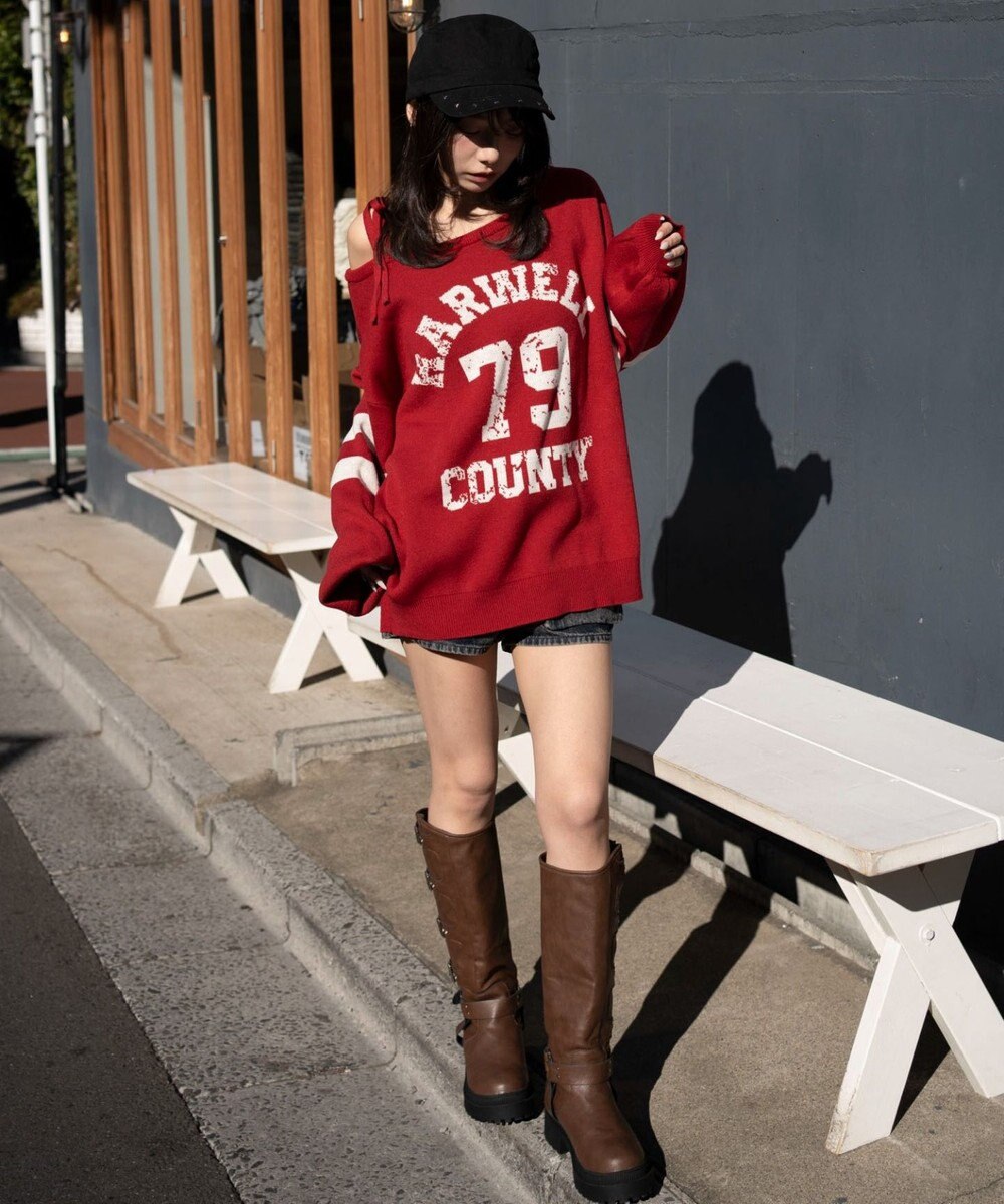 WEGO 2WAYグラフィックワンショルニット 