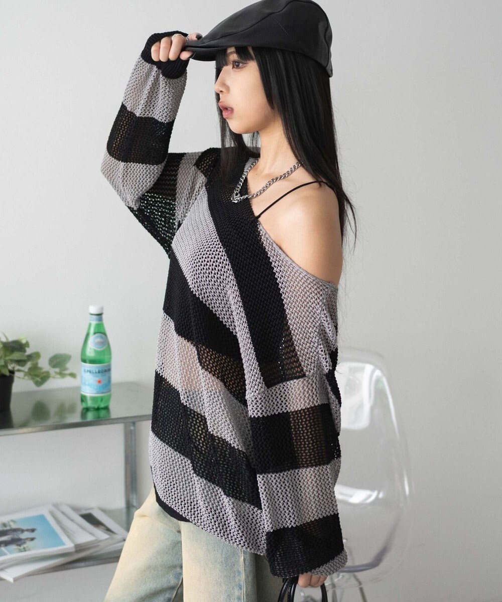 WEGO オフショルメッシュニット 