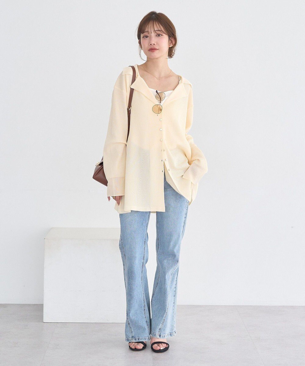 earth music&ecology テーラーカラーニットカーディガン 