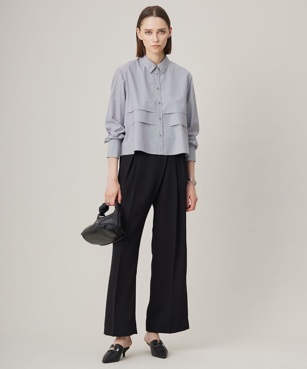 ICB 【洗える】シルフィルダブルクロス ワイドパンツ 