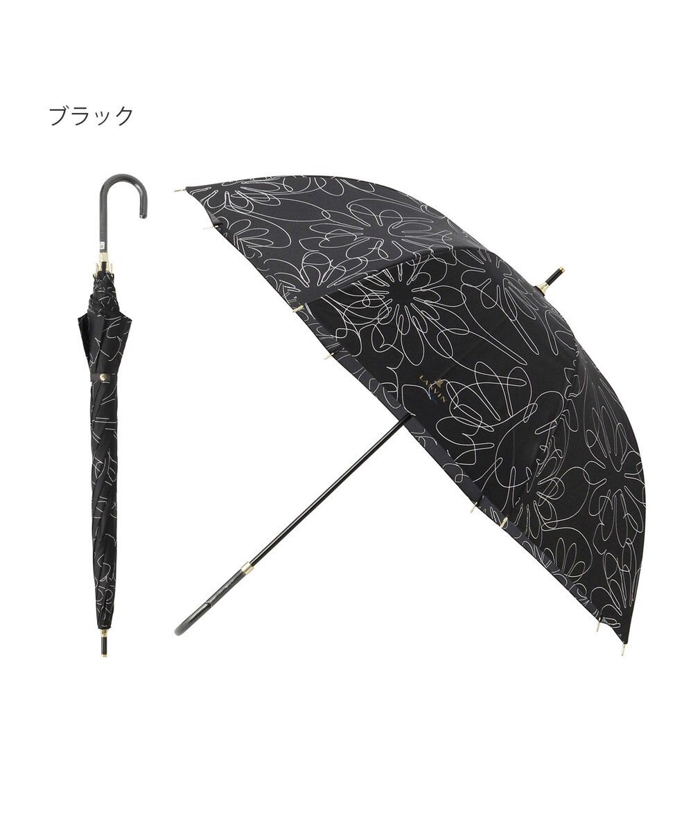 MOONBAT 【新色追加/耐風】ランバン オン ブルー 長傘 フラワー柄サテンジャガードプリント 
