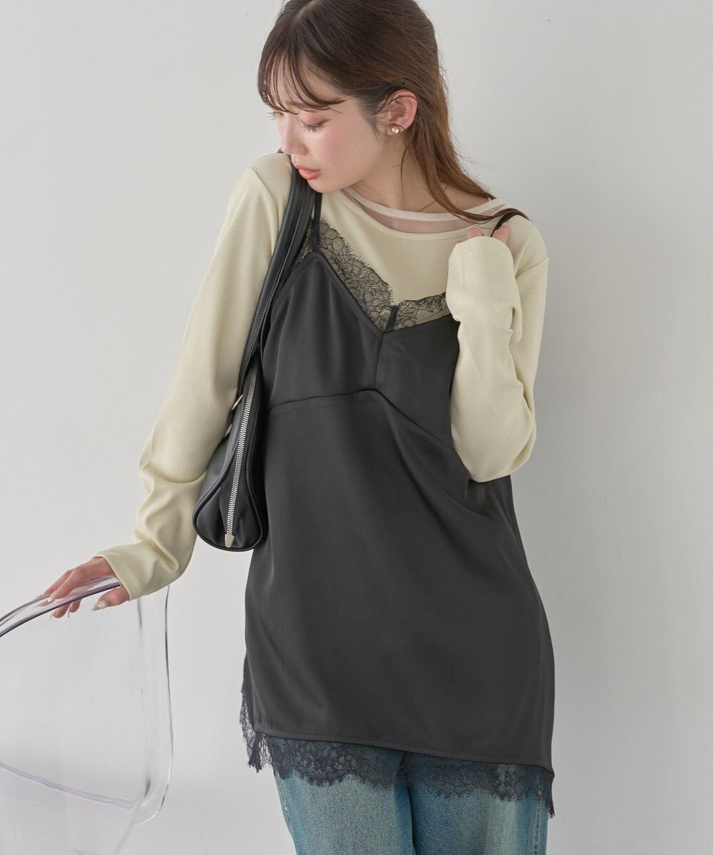 earth music&ecology 【予約】ランジェリーライクレースキャミ 