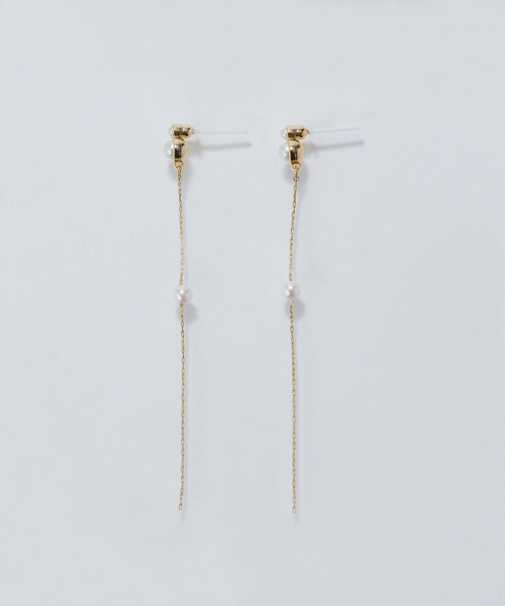 Phoebe 【金属アレルギー対応】ルミナスパールロングセラミックピアス　ゴールド 