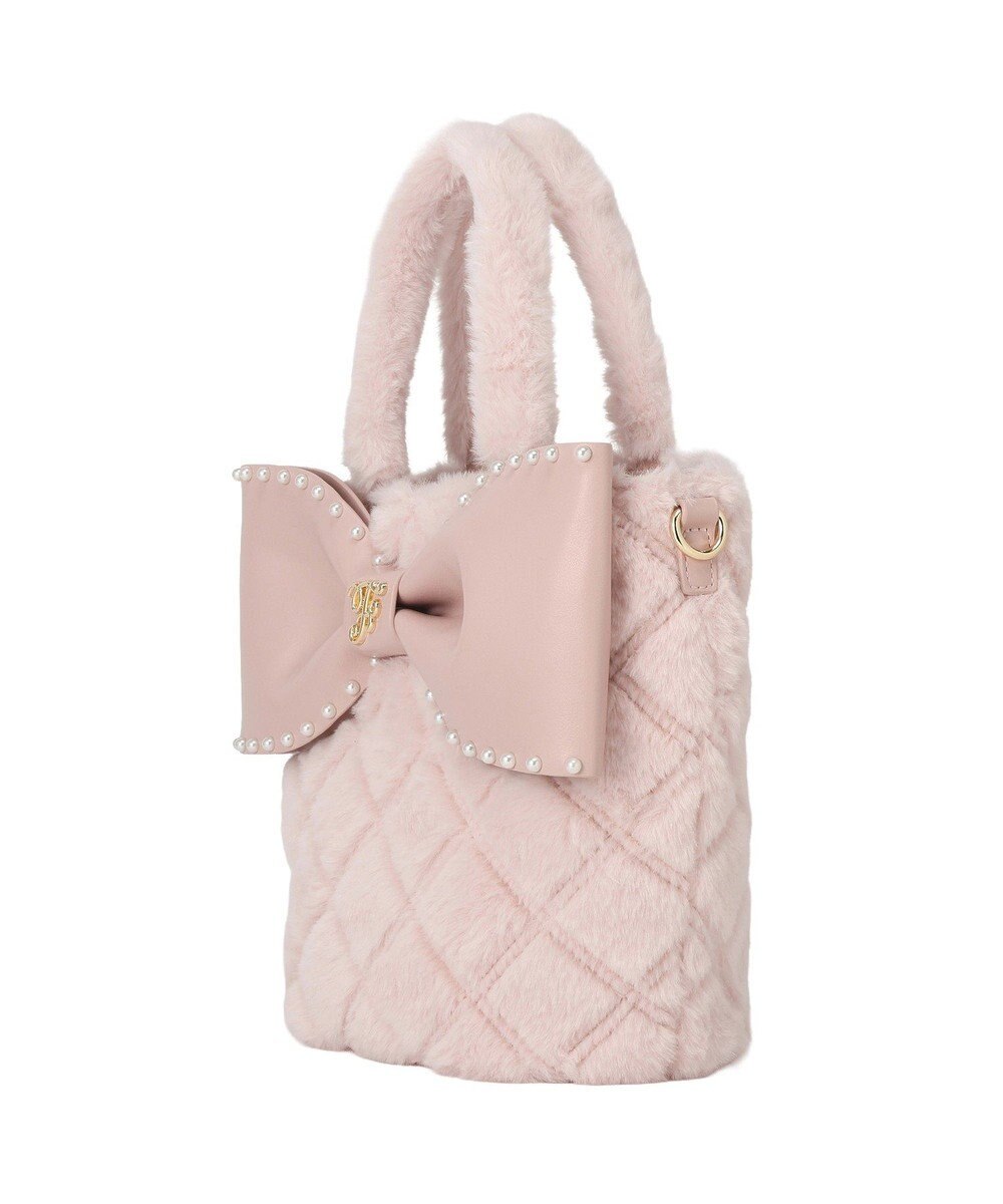 Maison de FLEUR フェイクファーパールリボントートバッグ 