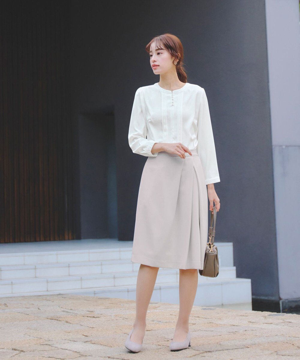 Tiaclasse L 【洗える】ピンタック配色ブラウス 