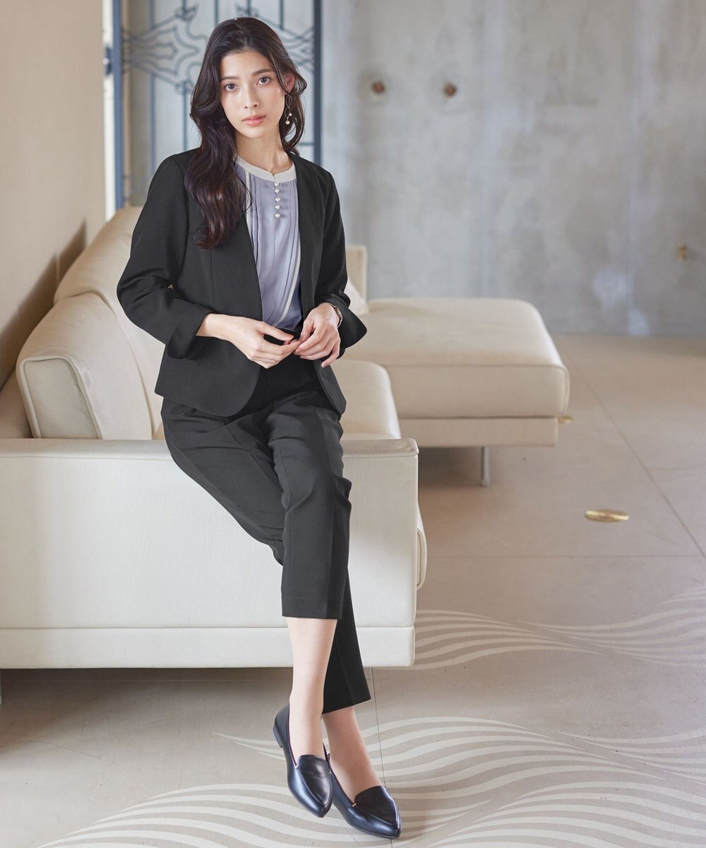 Tiaclasse L 【洗える】ピンタック配色ブラウス 