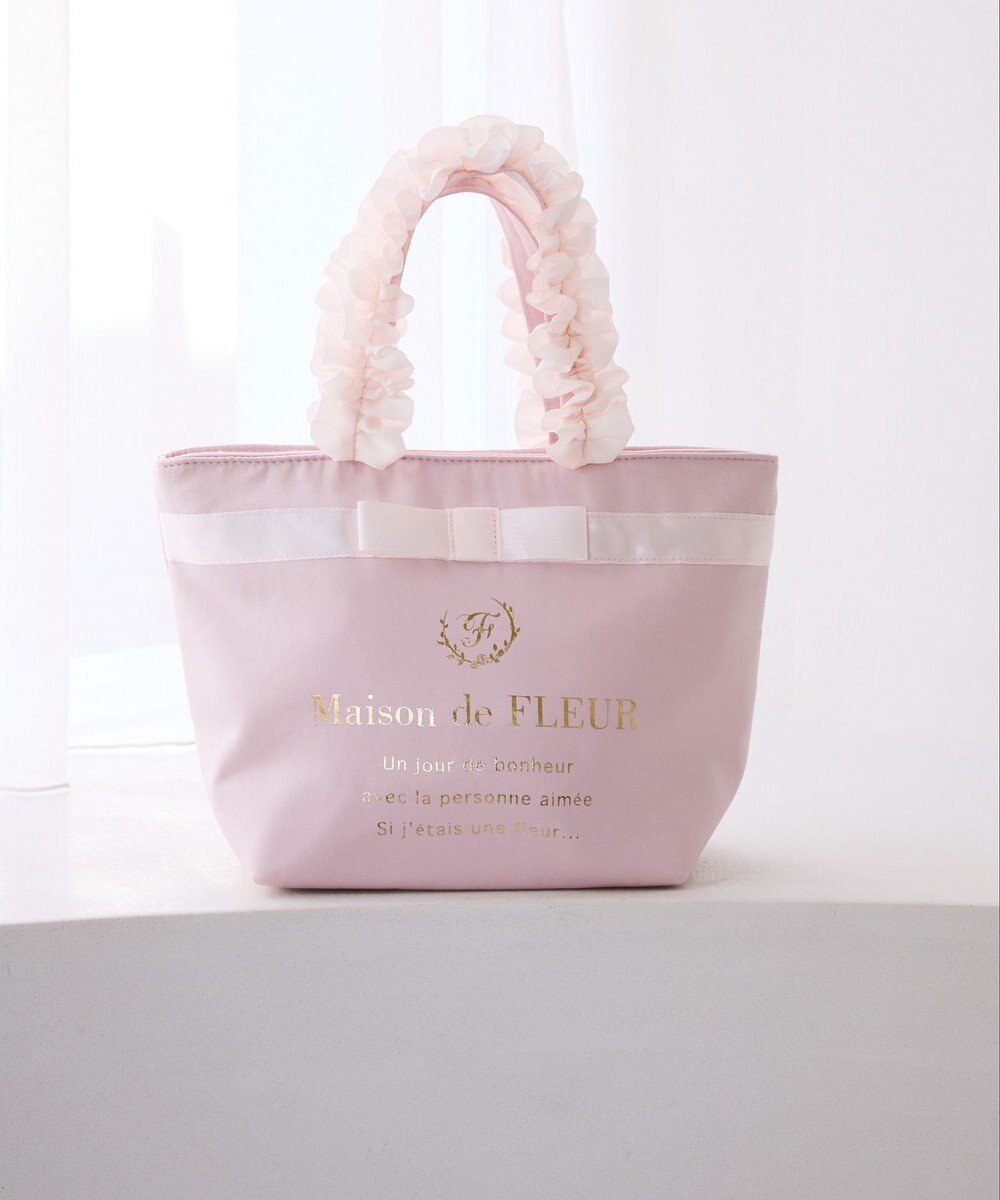 Maison de FLEUR ブランドロゴフリルハンドルトートSバッグ 