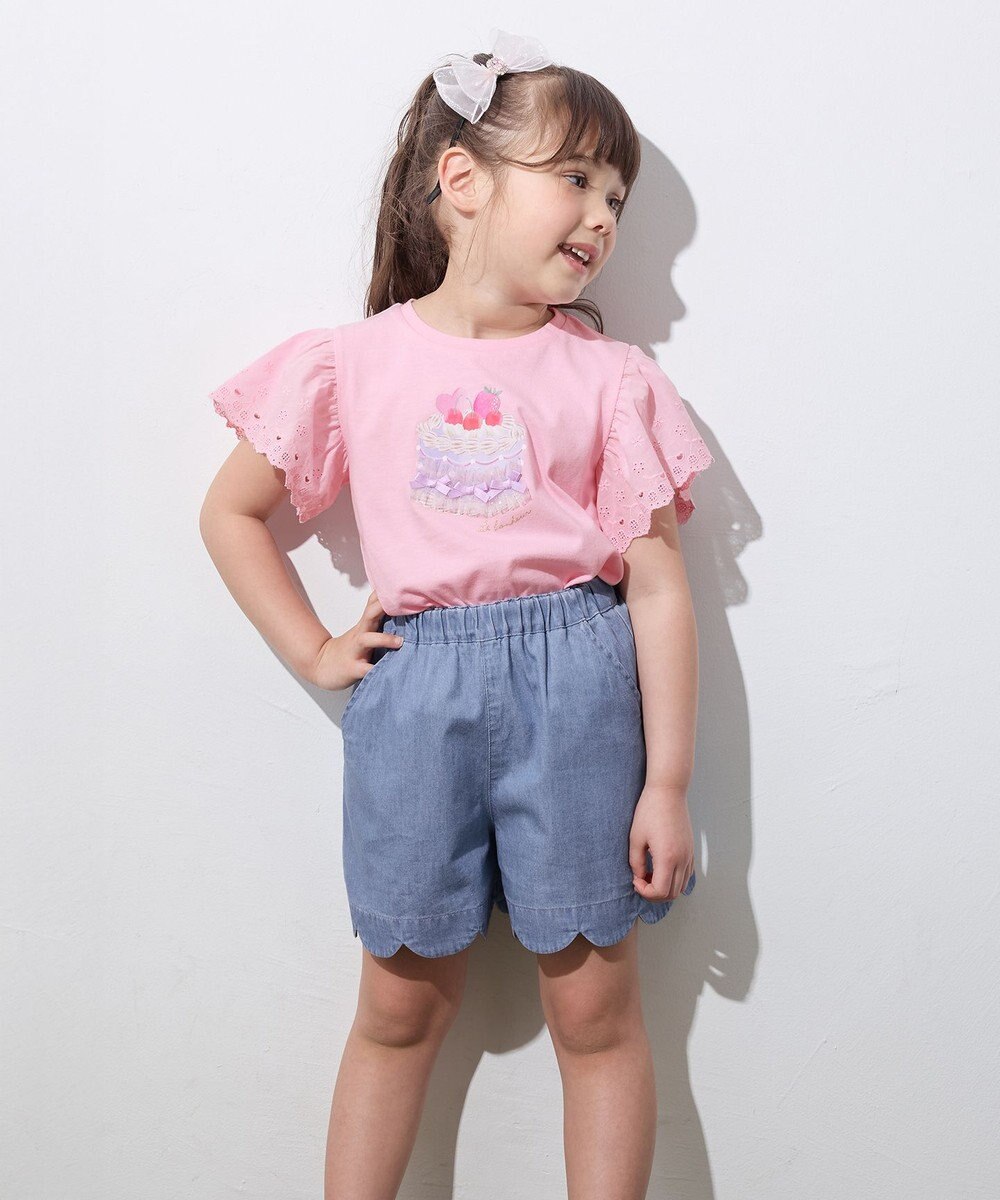 ANY KIDS 袖レース ケーキプリント Tシャツ 