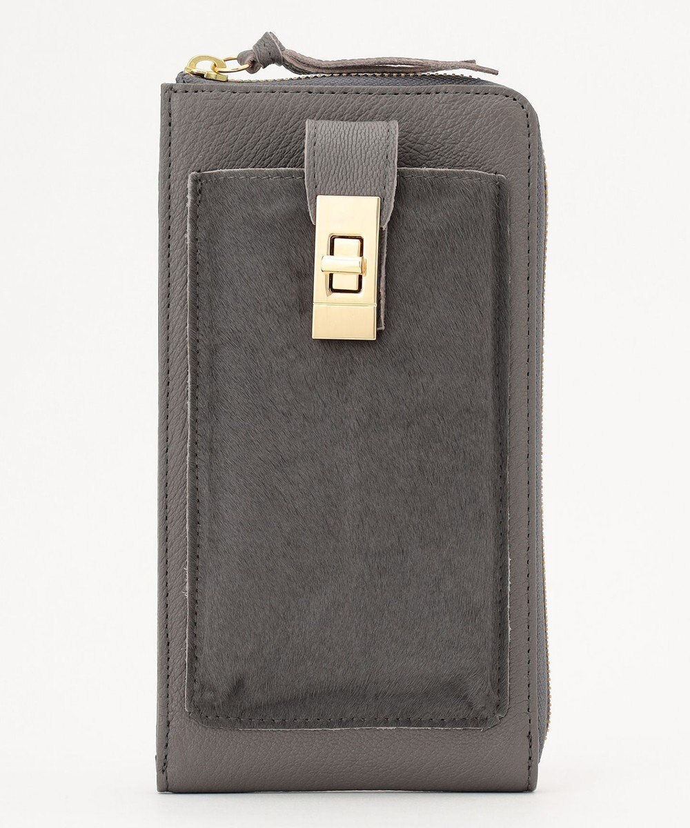 UNBILLION perche 牛革ハラコタイプ×ゴートモバイルウォレットショルダー 