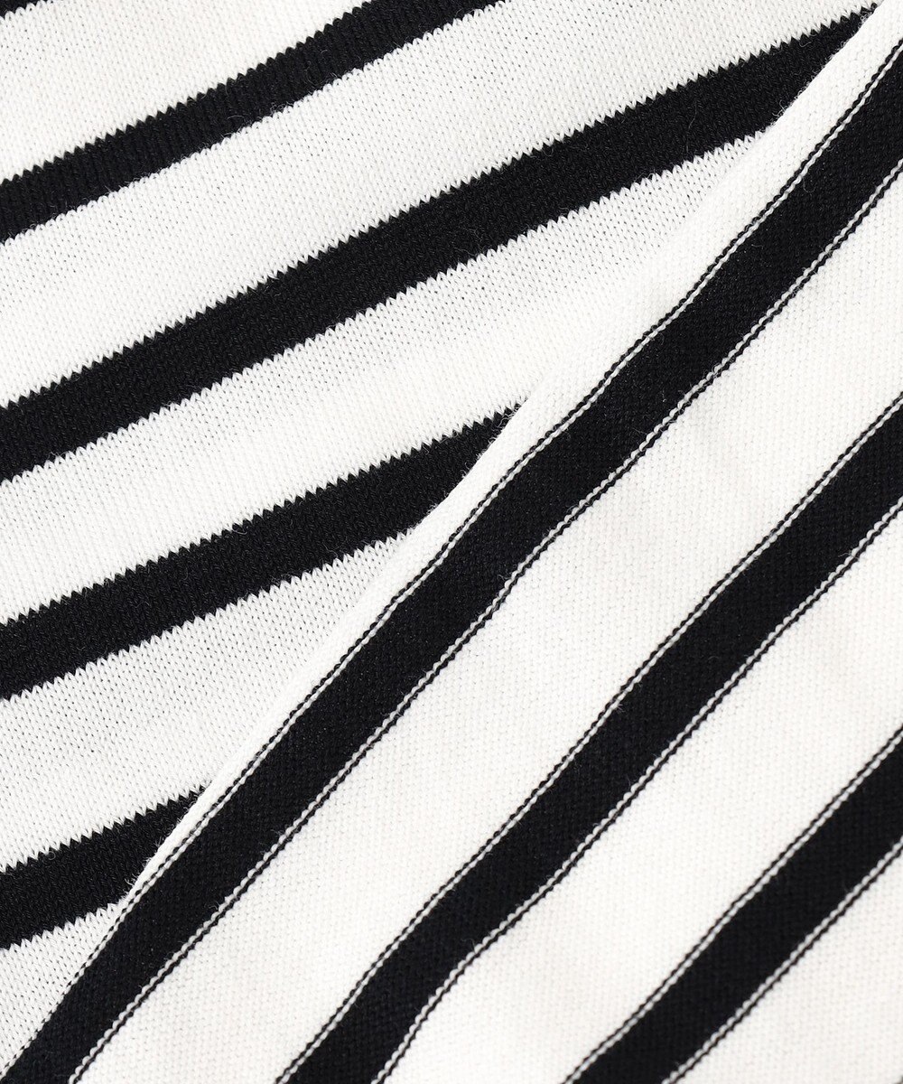 J.PRESS LADIES 【洗える】BASIC HT-COTTON クルーネック ボーダー カーディガン 