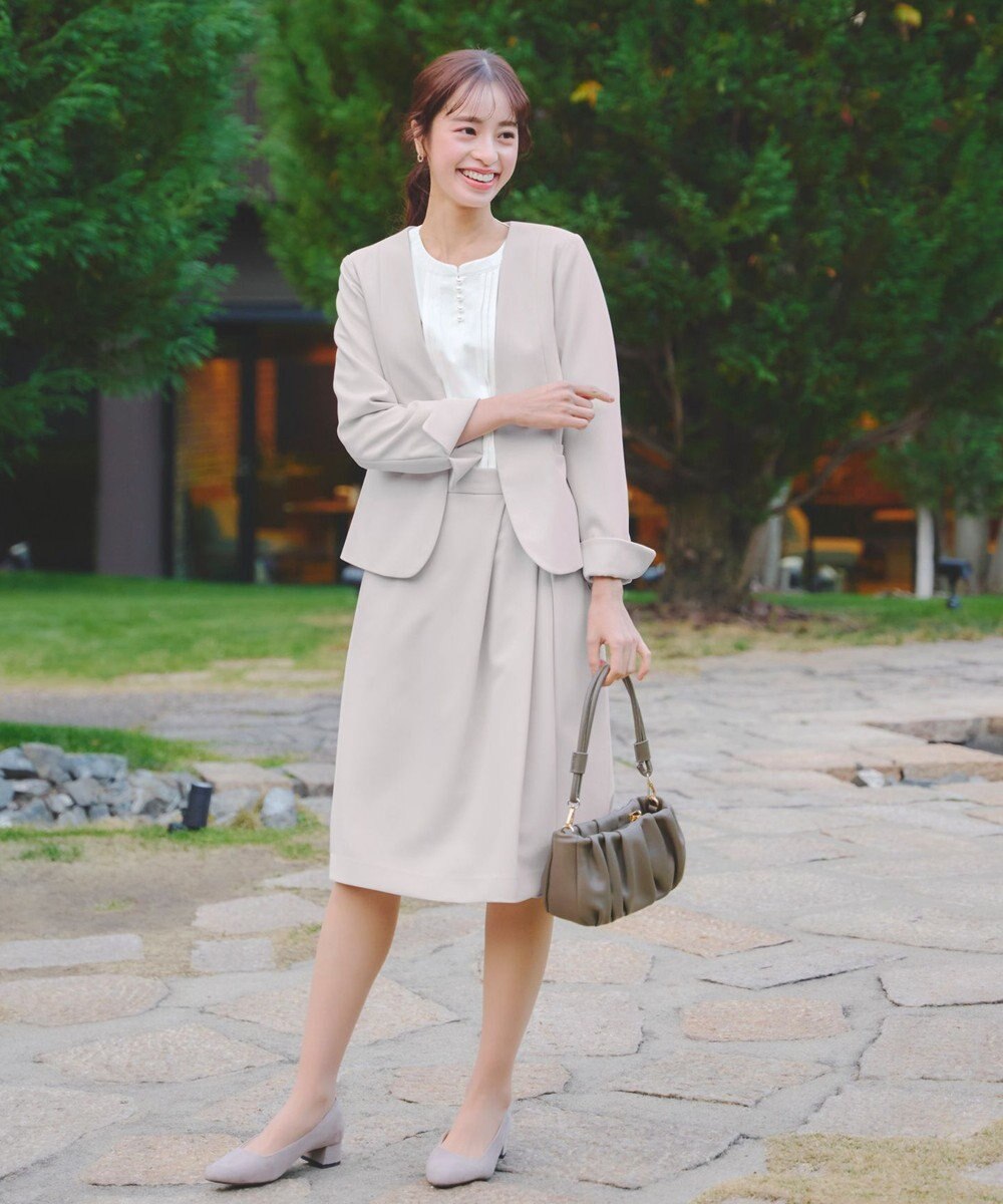 Tiaclasse L 【洗える】ピンタック配色ブラウス 