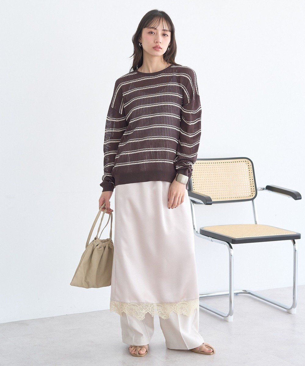 earth music&ecology サテンレーススカート 