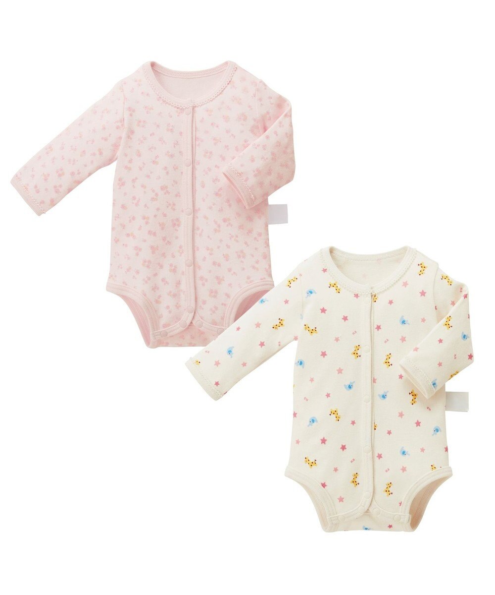 MIKI HOUSE HOT BISCUITS 【60-70cm】 長袖ボディシャツ２枚セット(前開き仕様) 