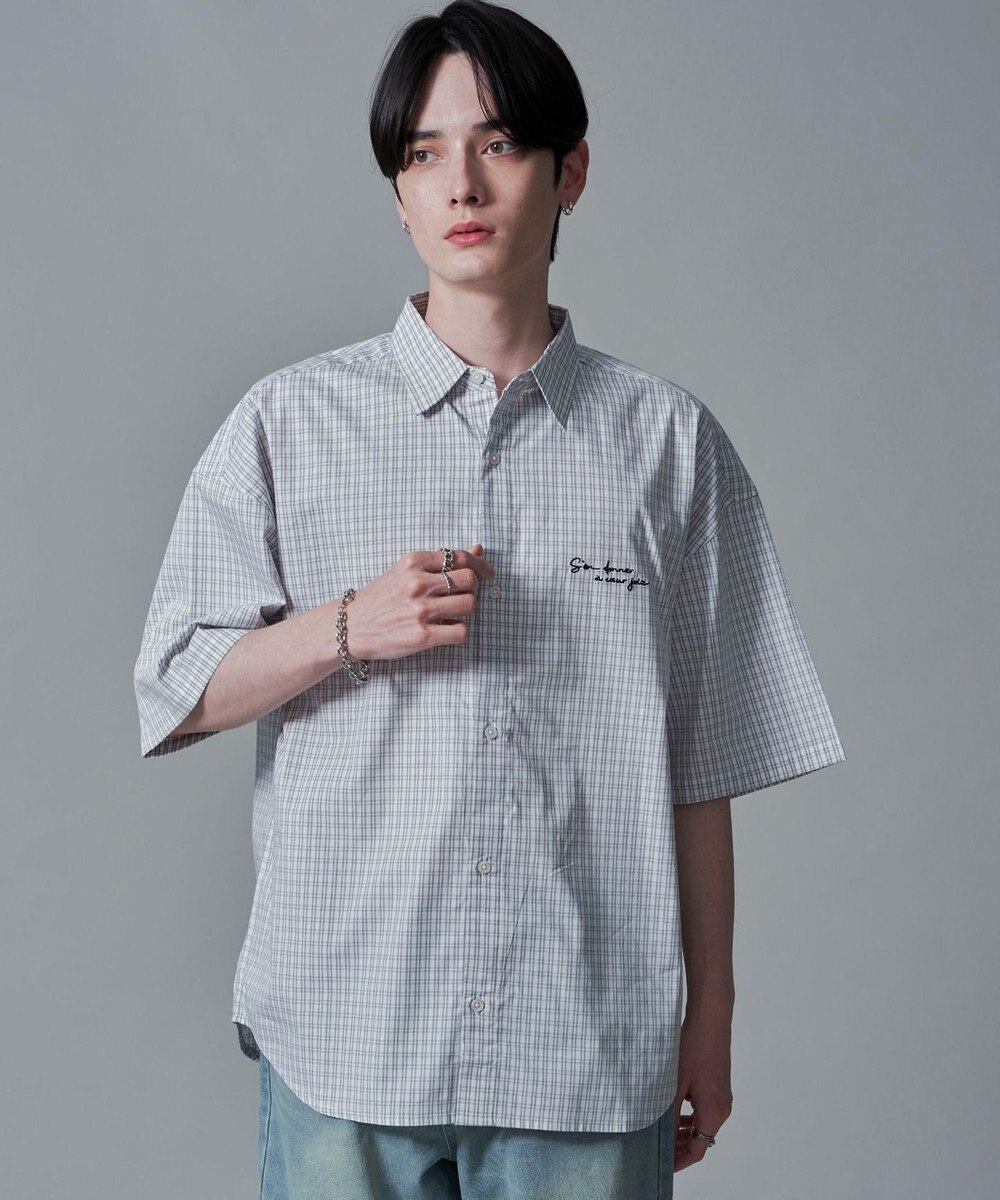 WEGO ワンポイントチェックシャツ（SS） 