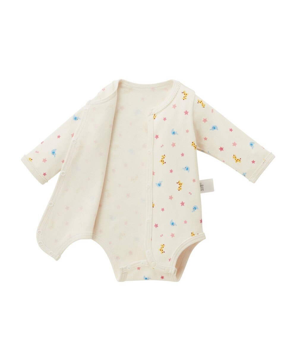 MIKI HOUSE HOT BISCUITS 【60-70cm】 長袖ボディシャツ２枚セット(前開き仕様) 