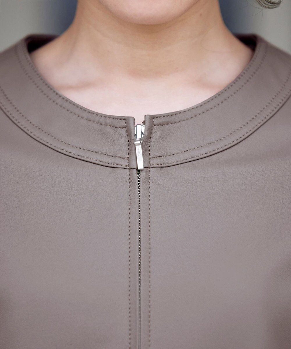 Tiaclasse L 【本革】ノーカラーシープレザージャケット 