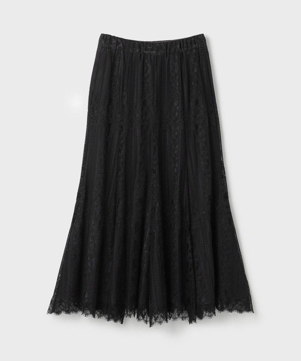 GRACE CONTINENTAL ストライプレースフレアスカート 