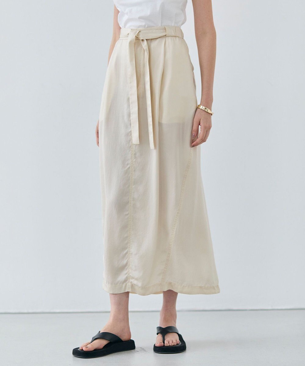 BEIGE， 【洗える】PAWPAW / ウエストリボンタックスカート 