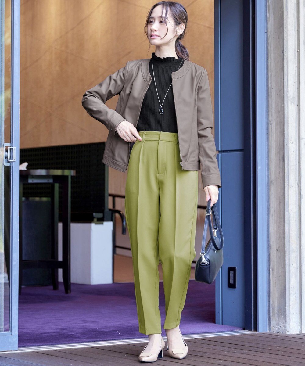 Tiaclasse L 【本革】ノーカラーシープレザージャケット 