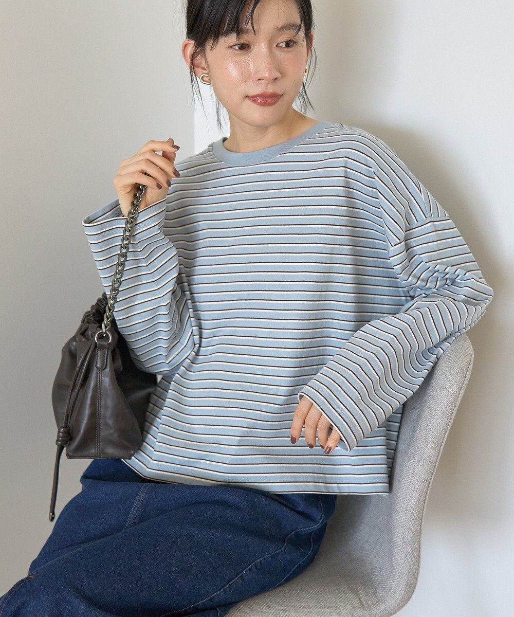 AMERICAN HOLIC カラーボーダークロップド丈プルオーバー 