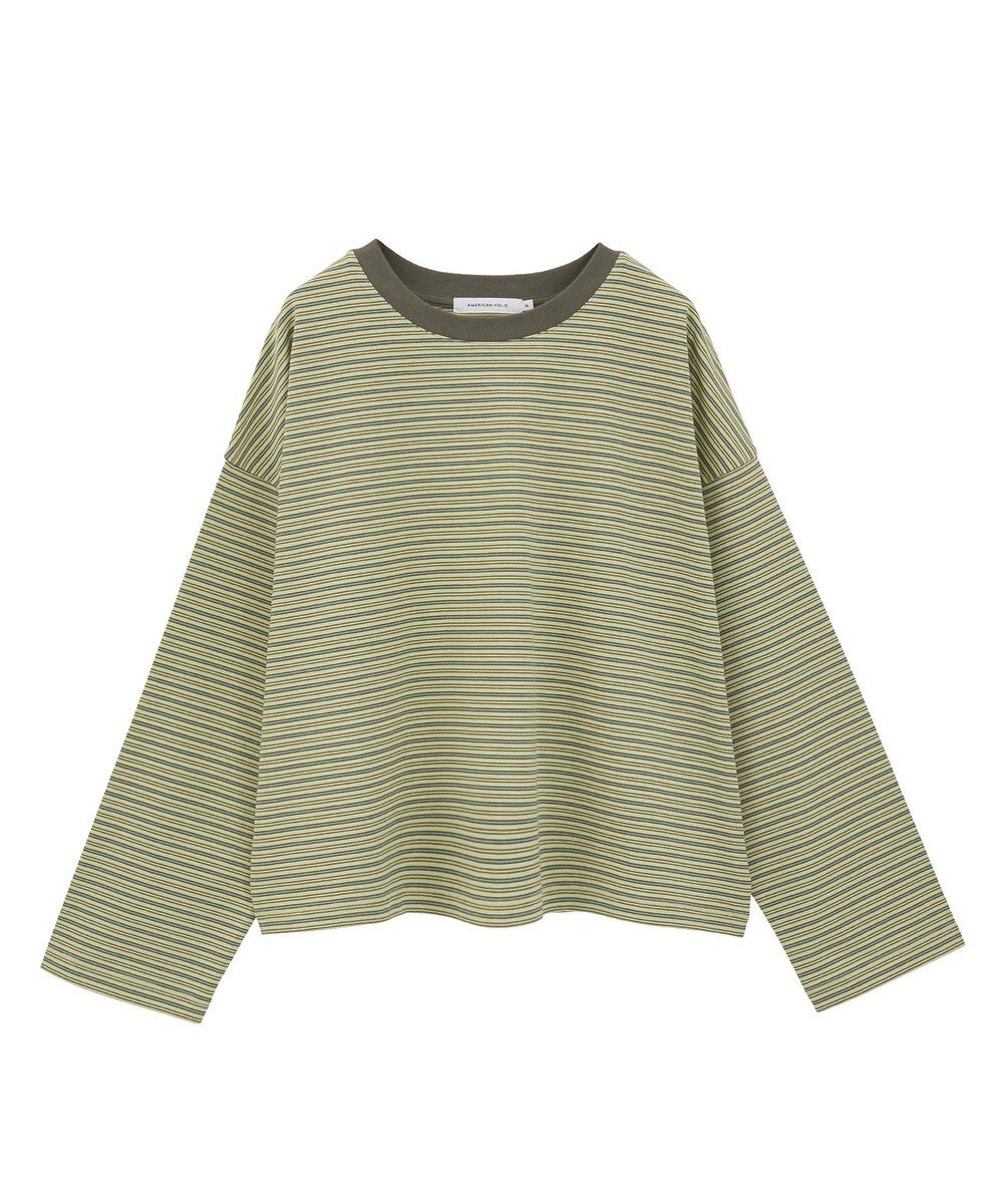 AMERICAN HOLIC カラーボーダークロップド丈プルオーバー 