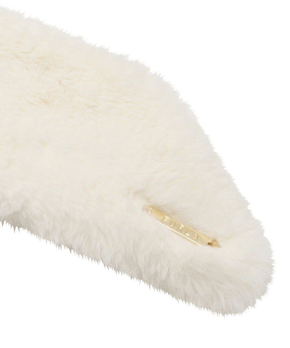 MOONBAT FURLA（フルラ）ファーティペット 差し込み 三角 ロゴプレート付 ファーマフラー フェイクファー 