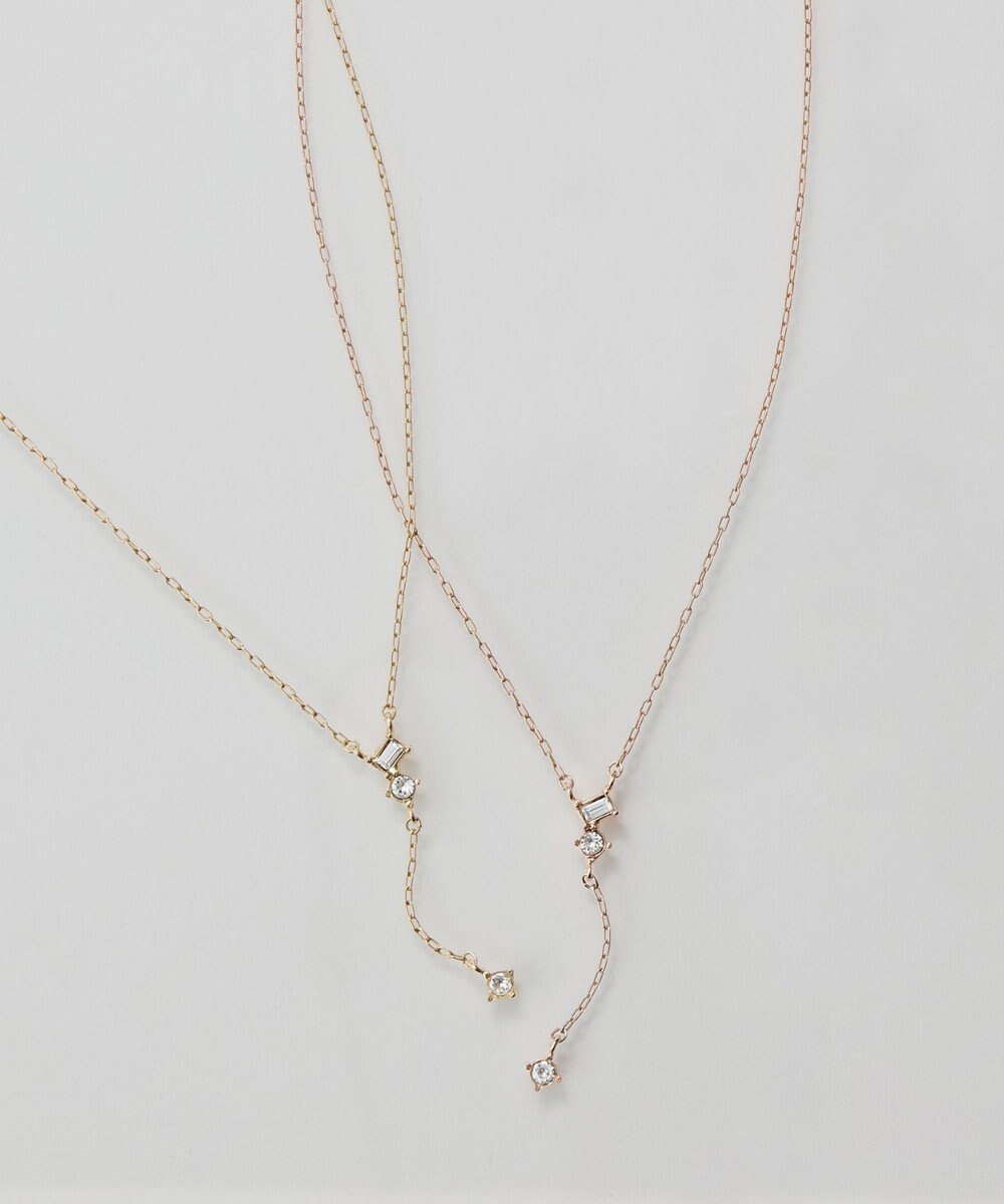 Phoebe 【金属アレルギー対応】ラディアンスビジューYラインネックレス　ゴールド 