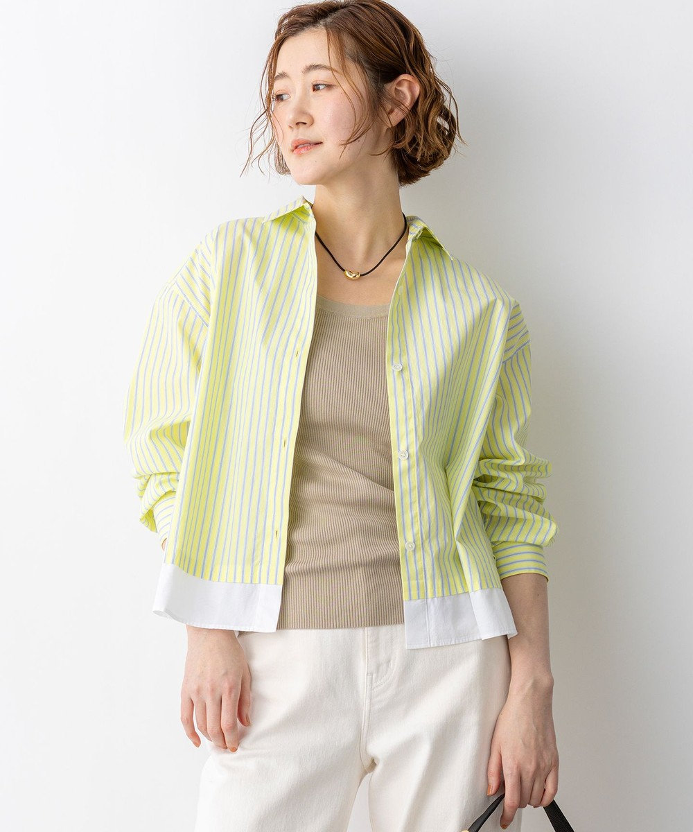 23区 【先行予約】CANCLINI レギュラーカラー ストライプ クロップドシャツ 