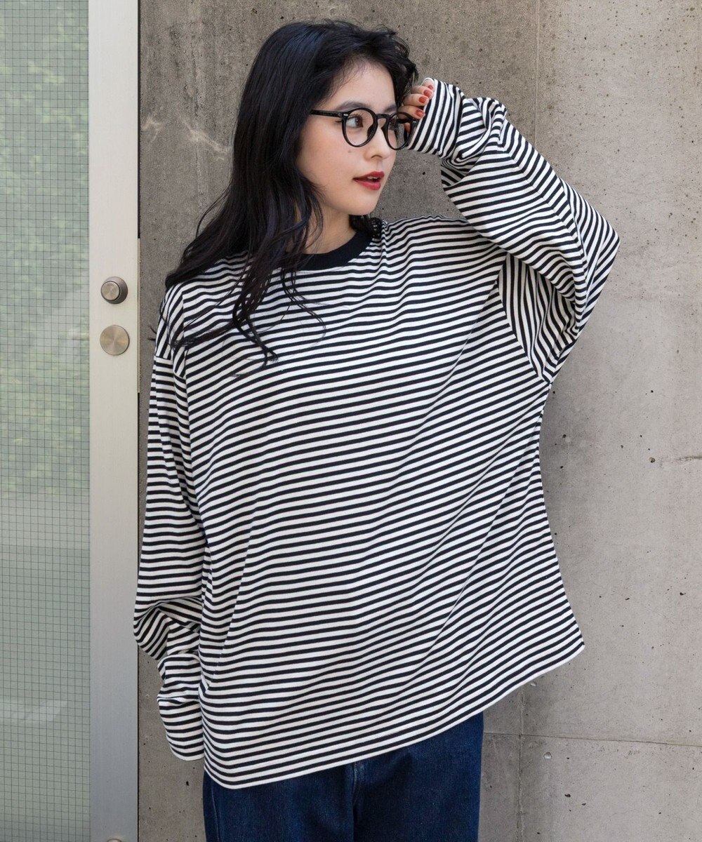 WEGO ワイドスリーブボーダーT（長袖） 