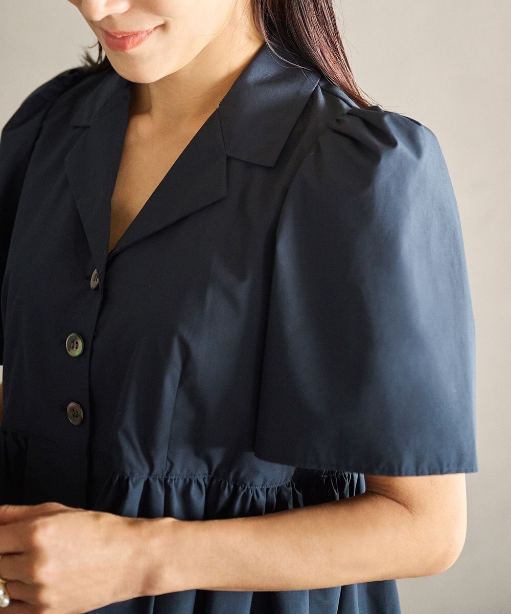 #Newans 【セレモニーにも】オープンカラーペプラムブラウス 