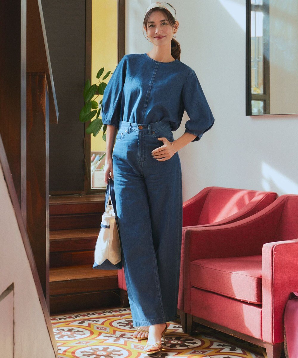 23区 【Oggi4月号掲載/洗える】23区DENIM ライトダンガリー ワイドパンツ 