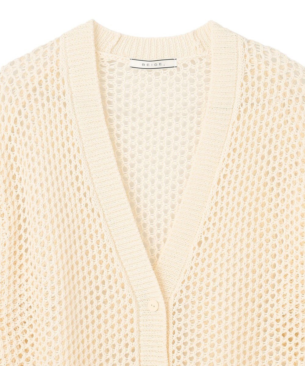 BEIGE， 【洗える】ALOE / コットンメッシュVネックミドル丈カーディガン 
