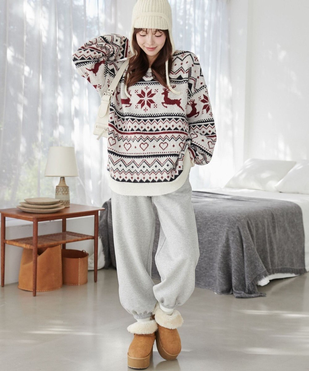 WEGO フラッフィーグラフィックBIGニットプルオーバー 