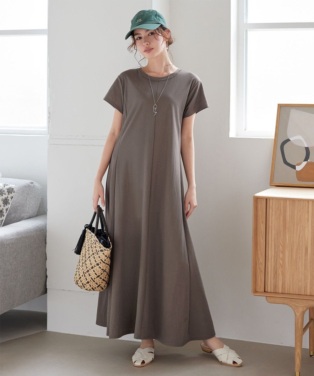 Tiaclasse 【接触冷感・洗える】イージーカットソーロングワンピース 