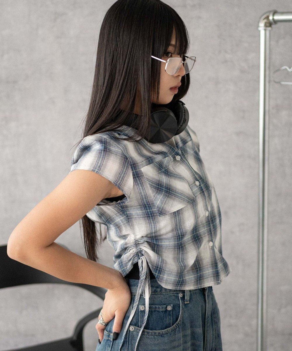 WEGO フードチェックコンパクトシャツ 