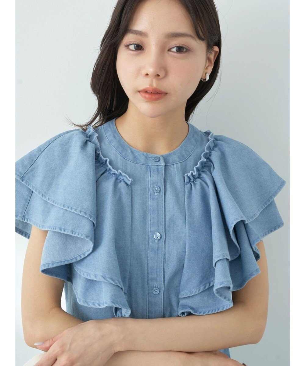 earth music&ecology ラッフル前開きデニムワンピース 
