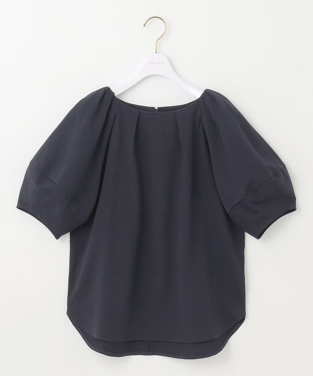 ANY SIS L 【洗える】ランタンスリーブサッカー ブラウス 