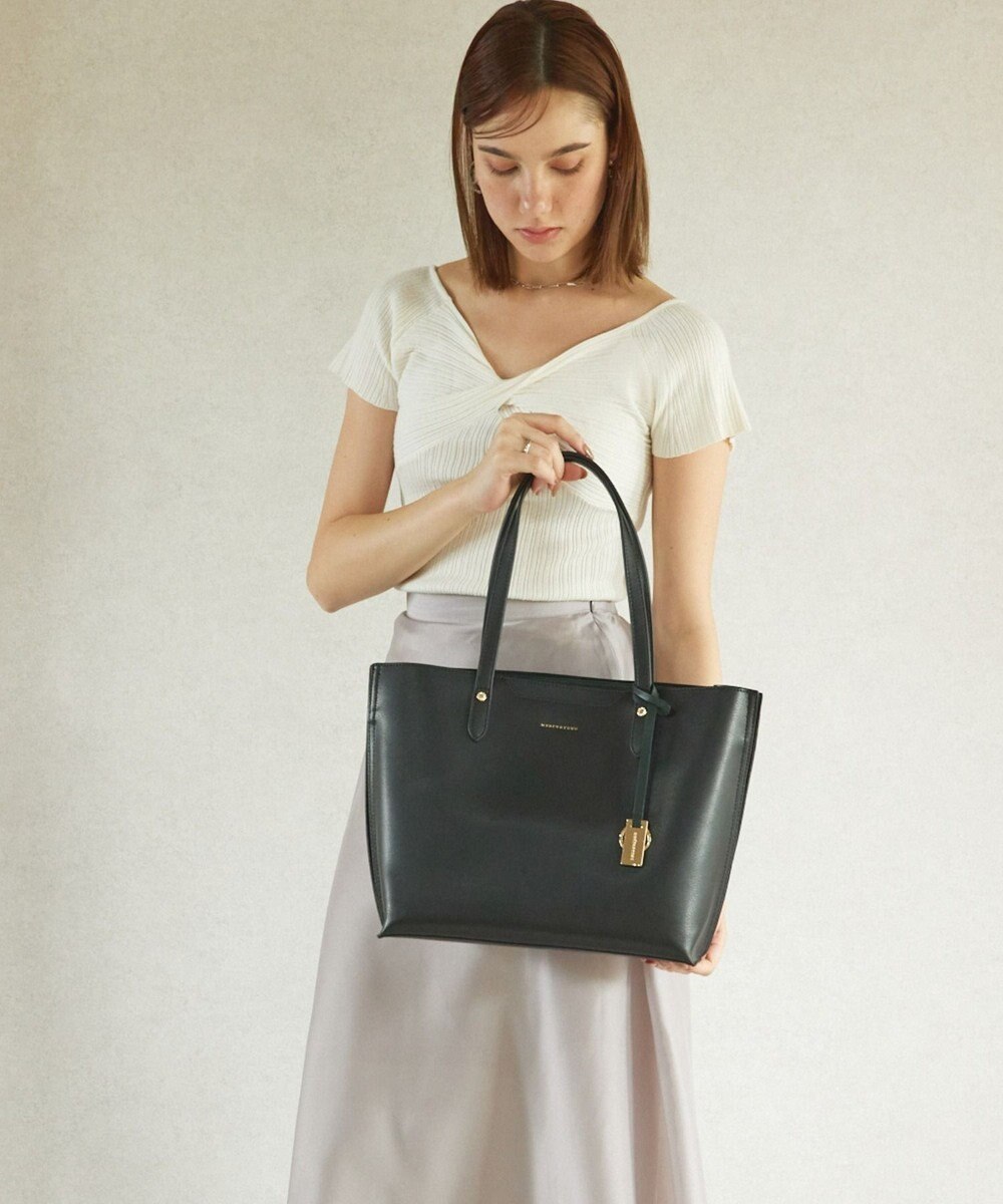 style code 【MERCURYDUO/マーキュリーデュオ】両アオリポケット サイド配色A4トートバッグ　 キーチャーム付 