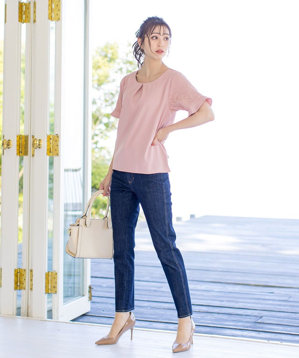 Tiaclasse 【新色追加・洗える】体型カバーも叶うレーススリーブブラウス 