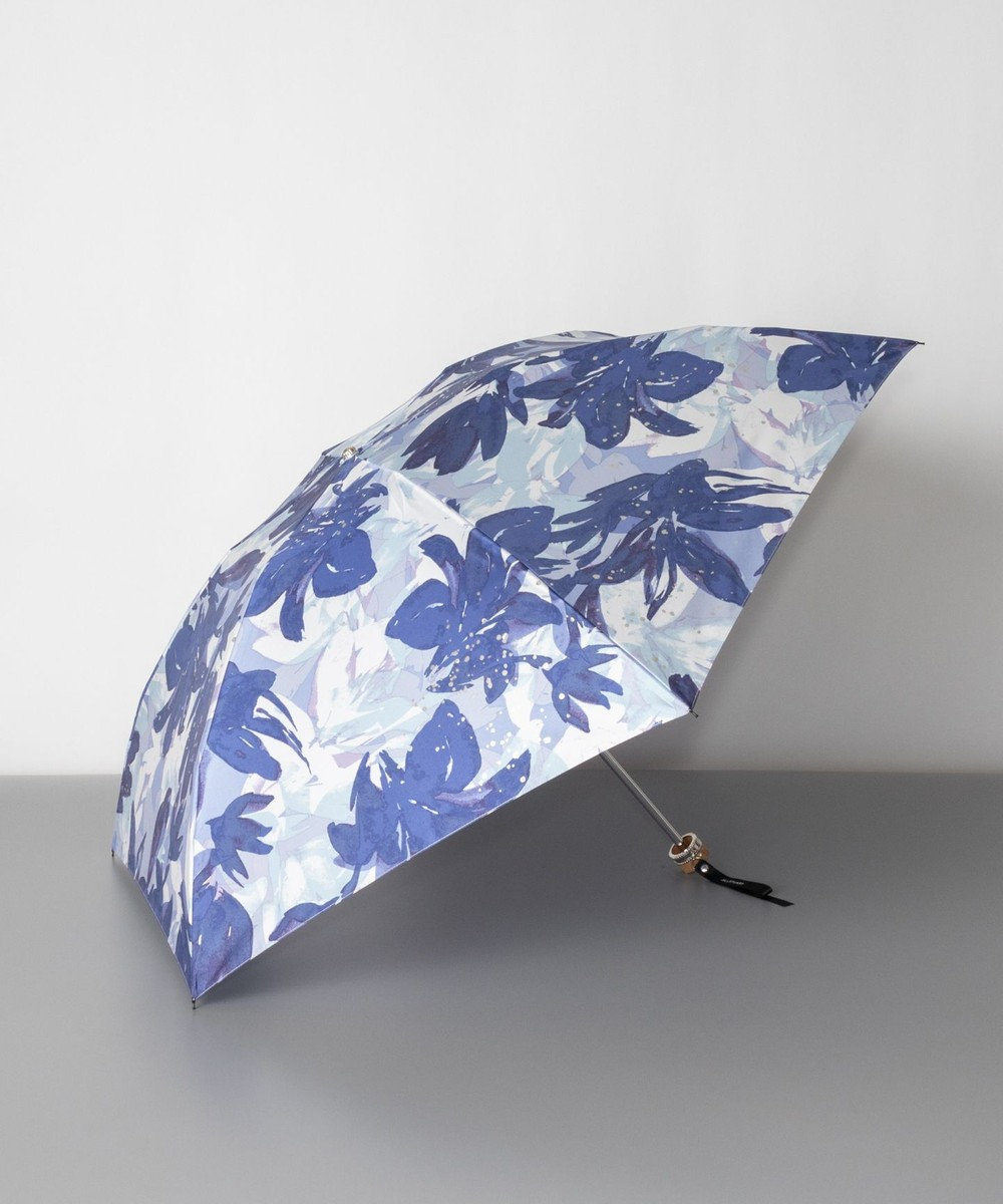 AURORA JILL STUART ジル スチュアート フラワープリント柄 雨傘（折り畳みミニ傘） ブルー