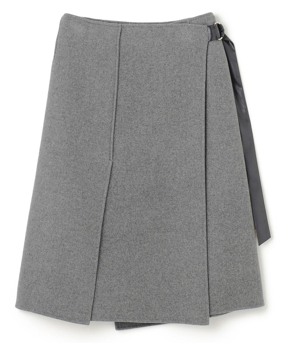 BEIGE， GRASSE / サテンベルト付きリバーラップスカート 