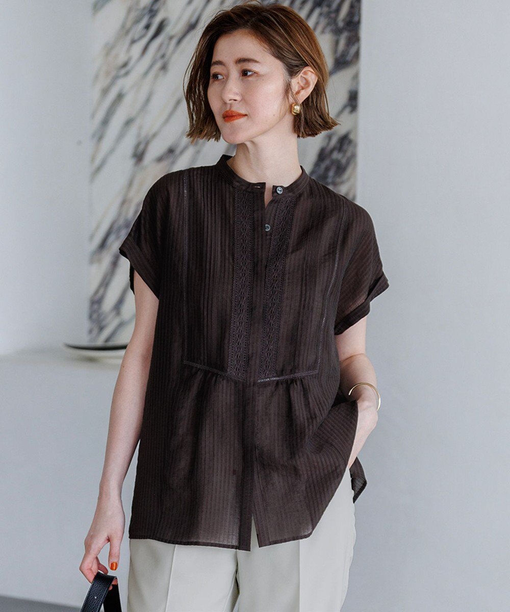 23区 【先行予約/WEB&一部店舗限定】レースピンタック フレンチスリーブ ブラウス 