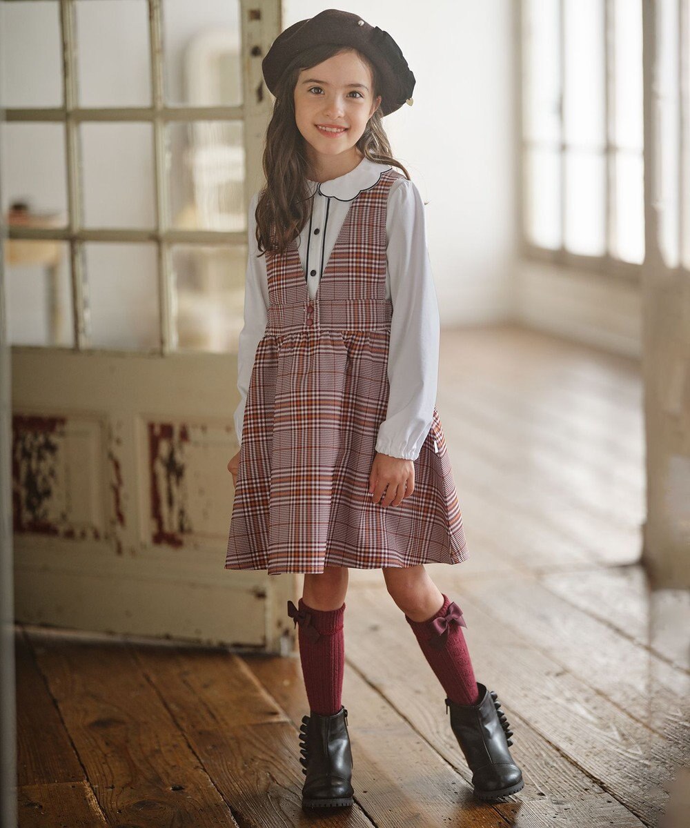 組曲 KIDS 【110-140cm】Chocolat de check ジャンパースカート 