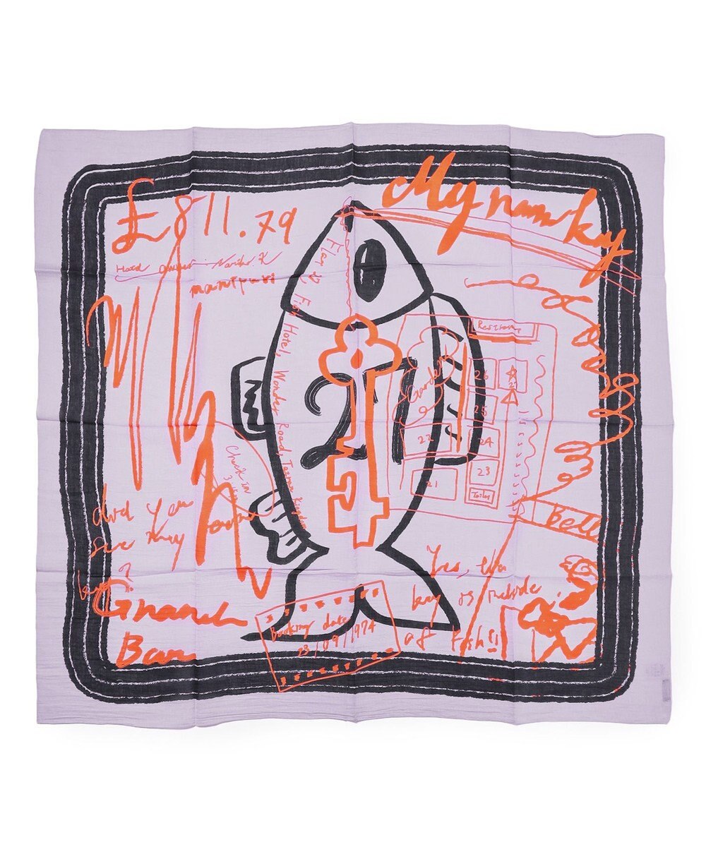 23区  manipuri インバージョンフィッシュ プリント ストール 