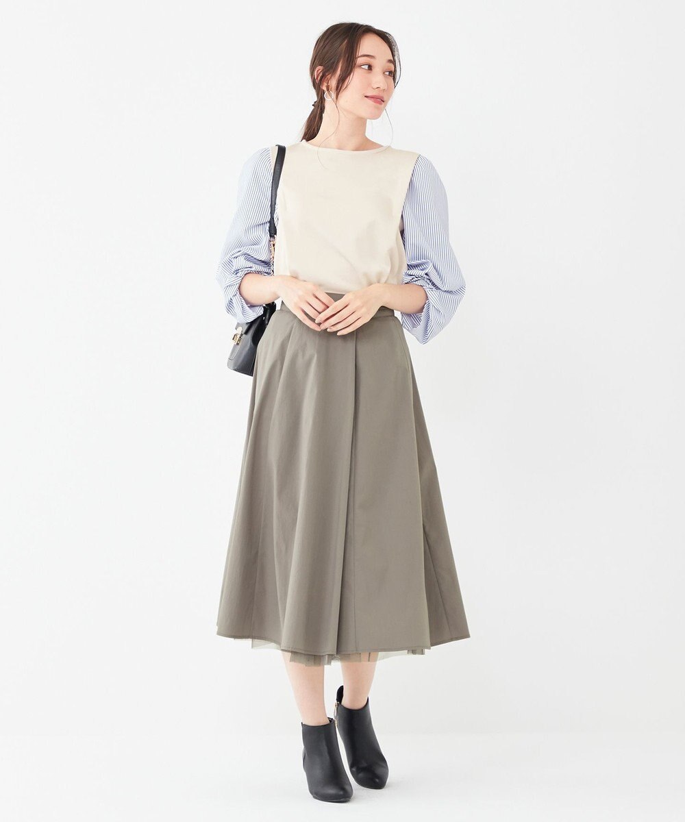 ANY SIS 【洗える】異素材コンビネジリパフ袖 プルオーバー 